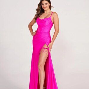 Hot pink Ellie Wilde Prom Dress, Size 2, Includes Garter. NWT